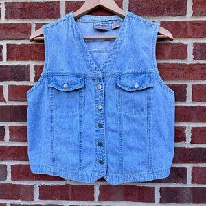 Vintage Sasson Denim Vest Womens Large Blue Western Cowboy Core Grunge